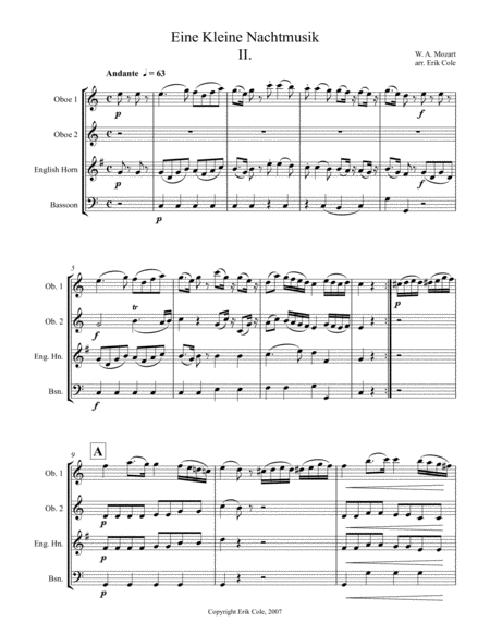 Eine Kleine Nachtmusik Mvt 2 Sheet Music