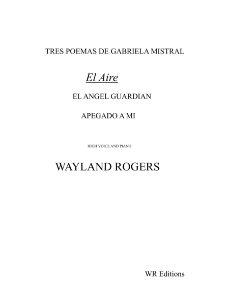 El Aire Tres Poemas De Gabriela Mistral Sheet Music