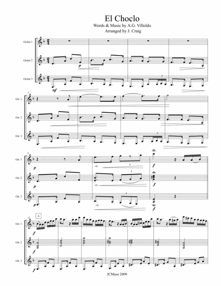 El Choclo For Guitar Trio Sheet Music