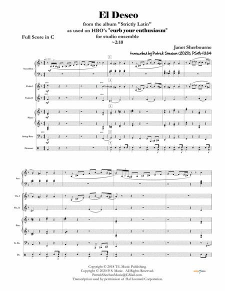 Free Sheet Music El Deseo From Curb Your Enthusiasm Full Score Set Of Parts