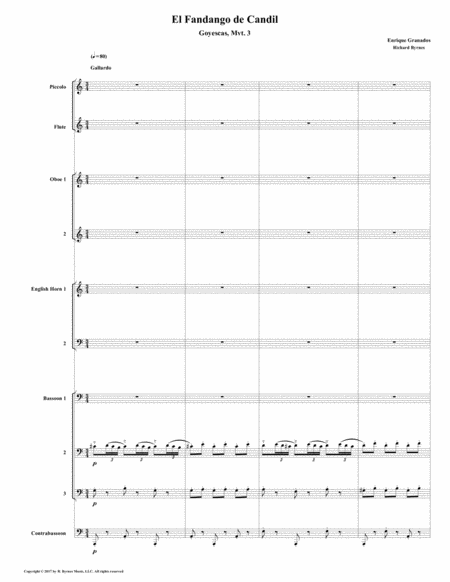 El Fandango De Candil Fandango By Candlelight For Double Reed Octet Flute Piccolo Sheet Music