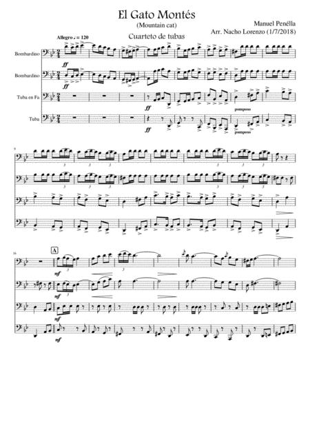 El Gato Monts Euphonium Tuba Cuartet Sheet Music