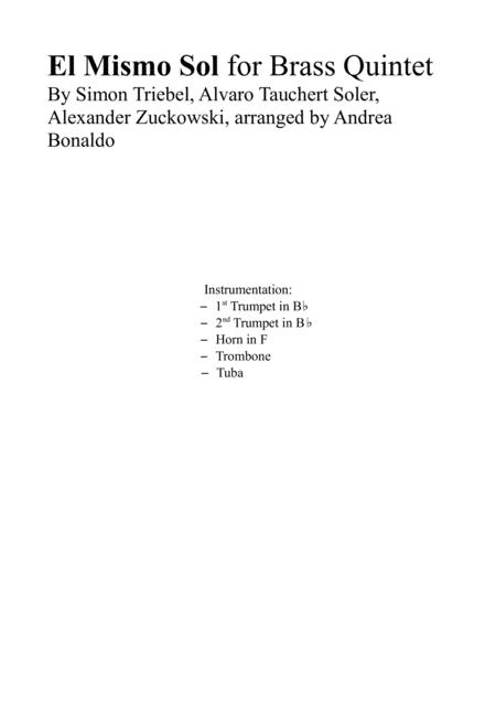 El Mismo Sol For Brass Quintet Sheet Music