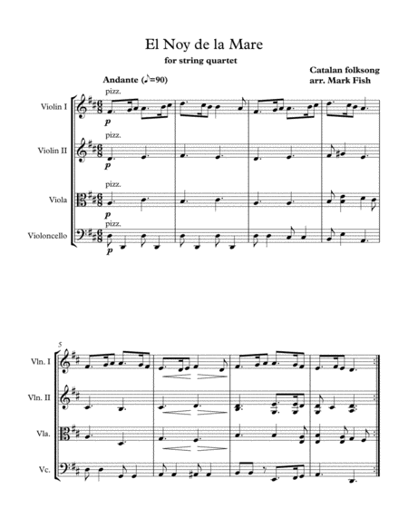 El Noy De La Mare String Quartet Sheet Music