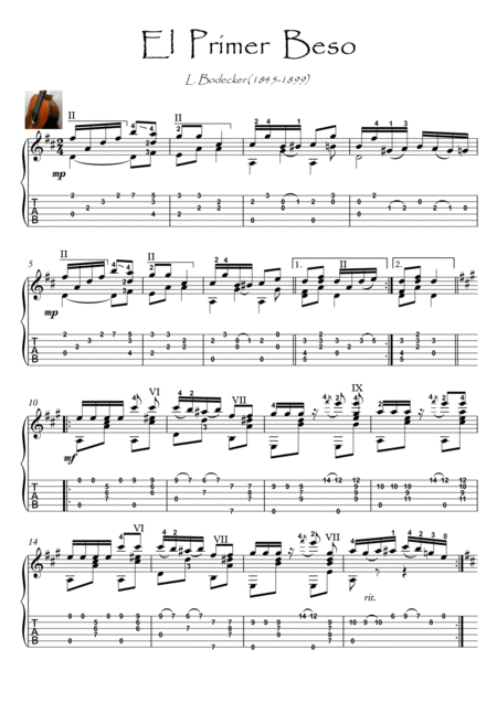 El Primer Beso Guitar Fingerstyle Sheet Music