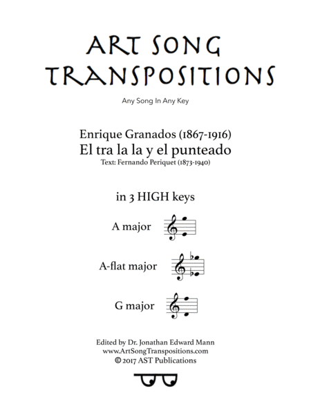 Free Sheet Music El Tra La La Y El Punteado In 3 High Keys A A Flat G Major