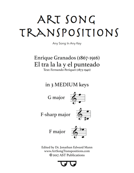 Free Sheet Music El Tra La La Y El Punteado In 3 Medium Keys G F Sharp F Major