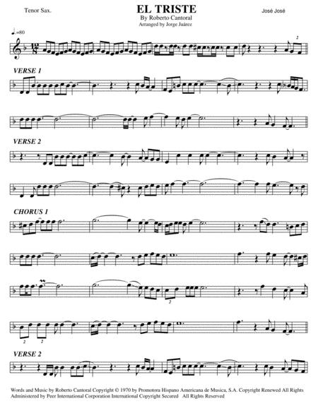 Free Sheet Music El Triste Tenor Sax