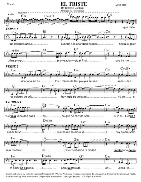 El Triste Vocals Sheet Music