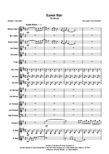 Free Sheet Music Eleanor Rigby Arranged For Brass Band