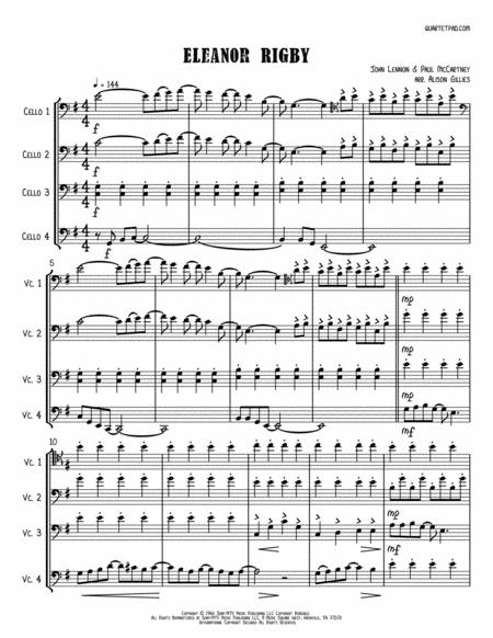 Free Sheet Music Eleanor Rigby Cello Quartet