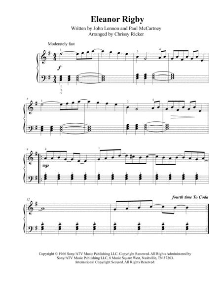 Free Sheet Music Eleanor Rigby Easy Piano