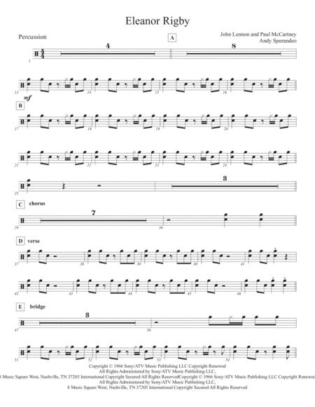 Eleanor Rigby Percussion Part Sheet Music