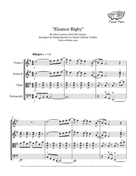 Eleanor Rigby String Quartet Beatles Arr Cellobat Recording Available Sheet Music