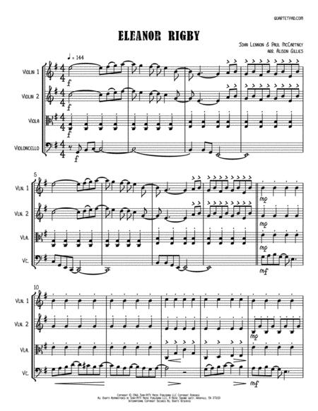 Free Sheet Music Eleanor Rigby String Quartet