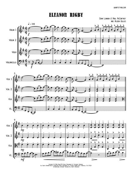 Free Sheet Music Eleanor Rigby String Trio Optional Vln2 Or Vla