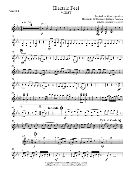 Electric Feel Sheet Music