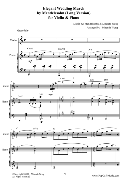 Free Sheet Music Elegant Wedding March Long Version For Violin Piano