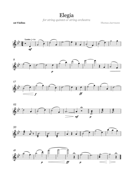 Free Sheet Music Elegia For Strings Set Of Parts