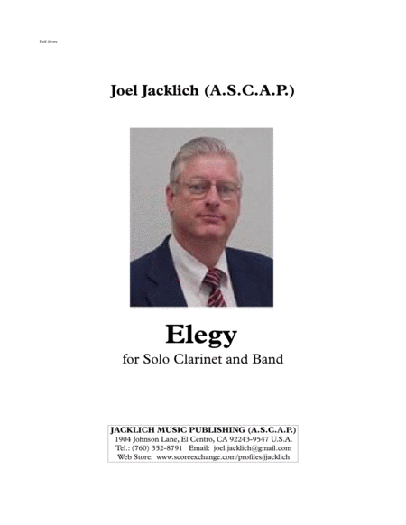 Elegy For Solo Clarinet And Band Sheet Music