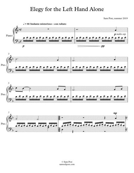 Free Sheet Music Elegy For The Left Hand Alone Op 47 2