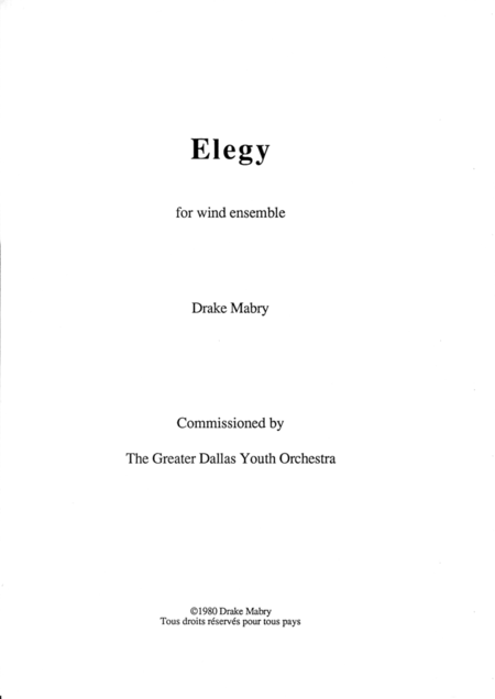 Elegy For Wind Ensemble Score Sheet Music