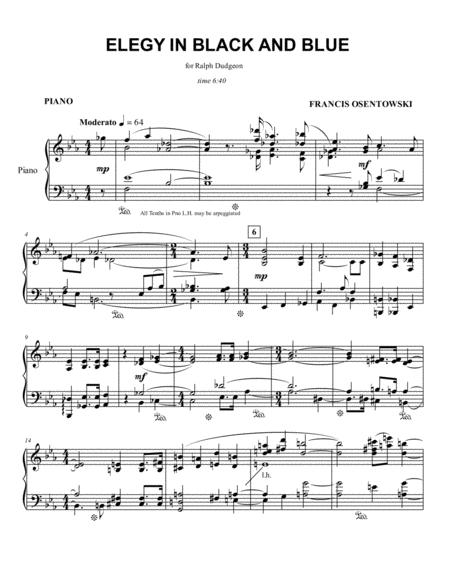 Elegy In Black And Blue Piano Part Sheet Music