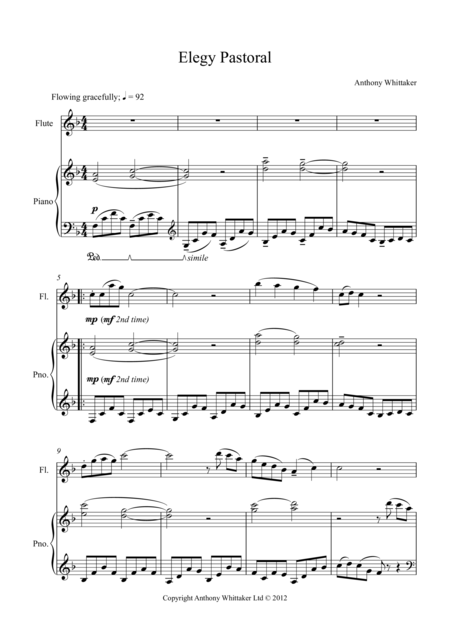 Free Sheet Music Elegy Pastorale