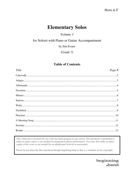 Free Sheet Music Elementary Solos Volume 1 For Horn In F