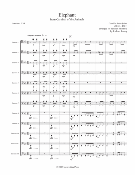 Elephant From Carnival Of The Animals Sheet Music