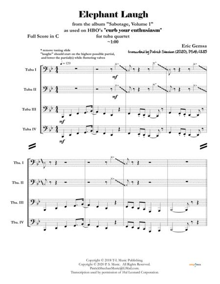 Free Sheet Music Elephant Laugh From Curb Your Enthusiasm Full Score Set Of Parts