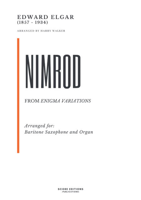 Elgar Nimrod For Baritone Sax And Organ Sheet Music