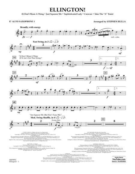 Ellington Arr Stephen Bulla Eb Alto Saxophone 1 Sheet Music