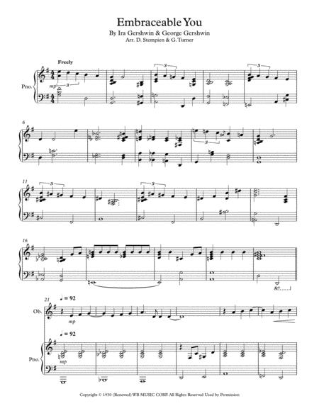 Free Sheet Music Embraceable You For Oboe Piano Duet George Gershwin