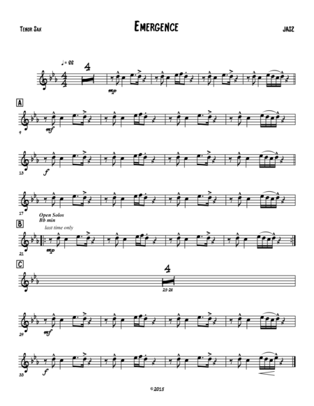 Emergence Tenor Sax Sheet Music