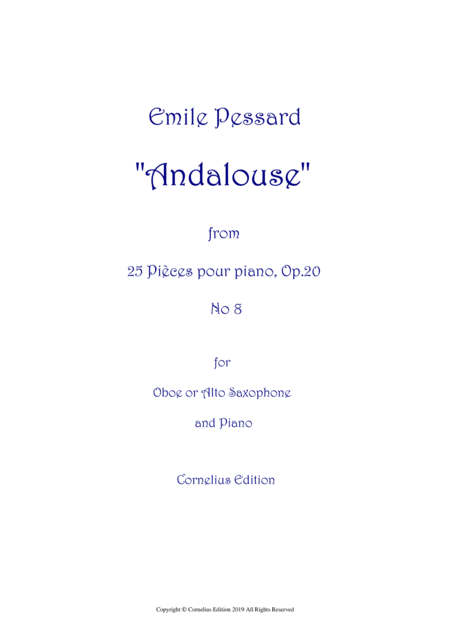 Emile Pessard Andalouse Oboe Or Alto Saxophone Sheet Music