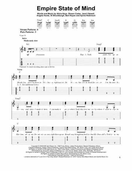 Free Sheet Music Empire State Of Mind Feat Alicia Keys