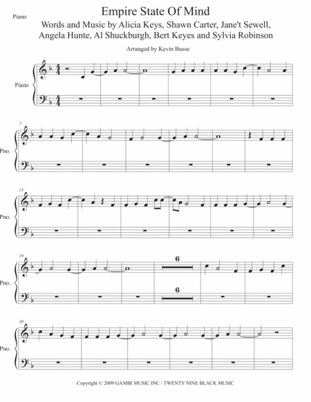 Empire State Of Mind Piano Sheet Music