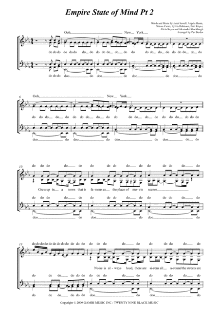 Empire State Of Mind Pt 2 Sheet Music