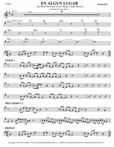 Free Sheet Music En Algun Lugar Violin