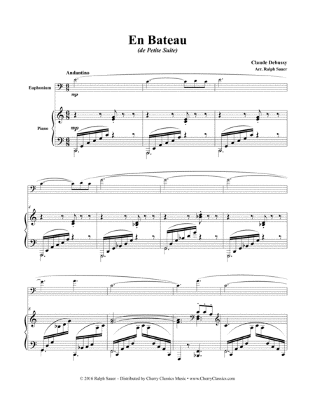 En Bateau From Petite Suite For Euphonium And Piano Accompaniment Sheet Music