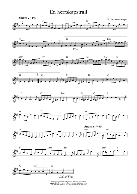 Free Sheet Music En Herrskapstrall G Major