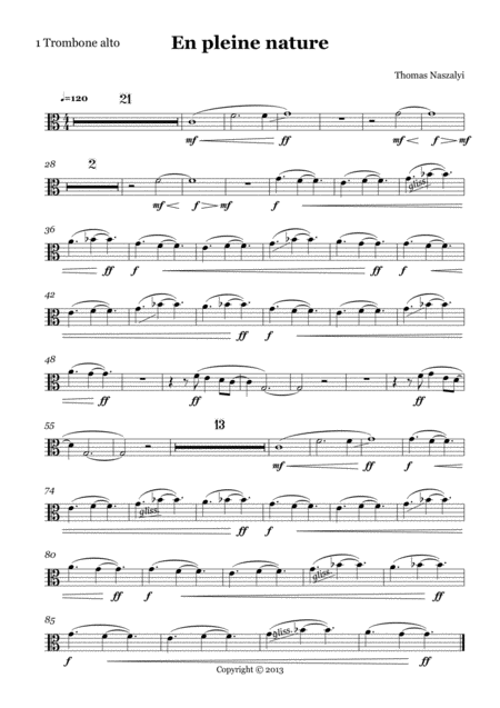 En Pleine Nature Alto Trombone Part Sheet Music