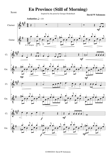 En Province For Clarinet And Guitar Sheet Music