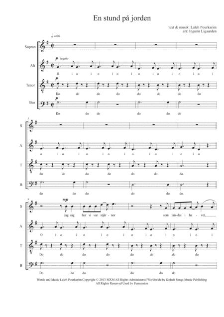 Free Sheet Music En Stund P Jorden Satb Laleh