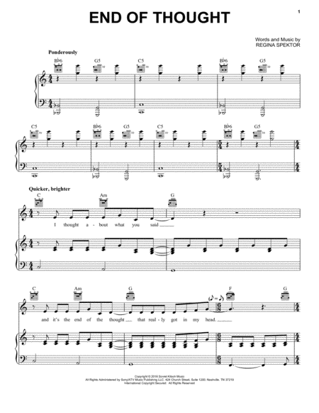 End Of Thought Sheet Music