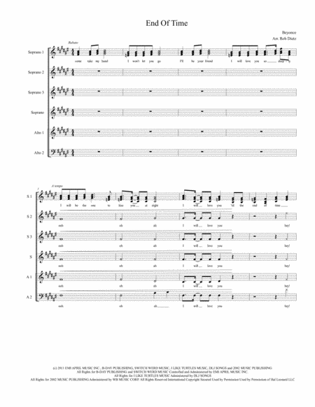 Free Sheet Music End Of Time