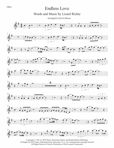 Endless Love Oboe Sheet Music