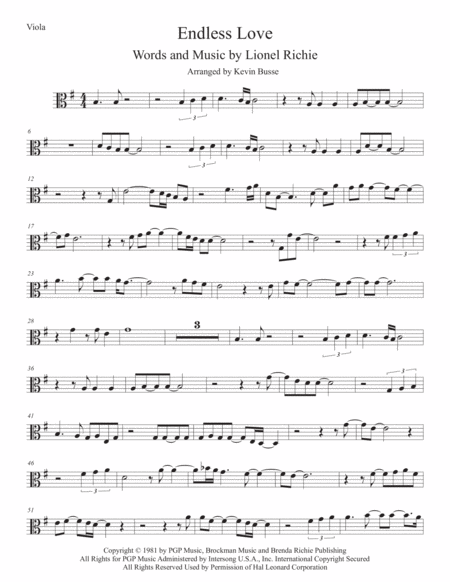 Endless Love Viola Sheet Music