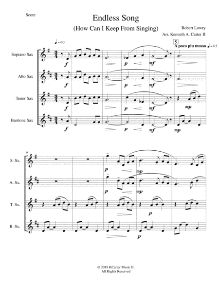 Endless Song How Can I Keep From Singing Sheet Music